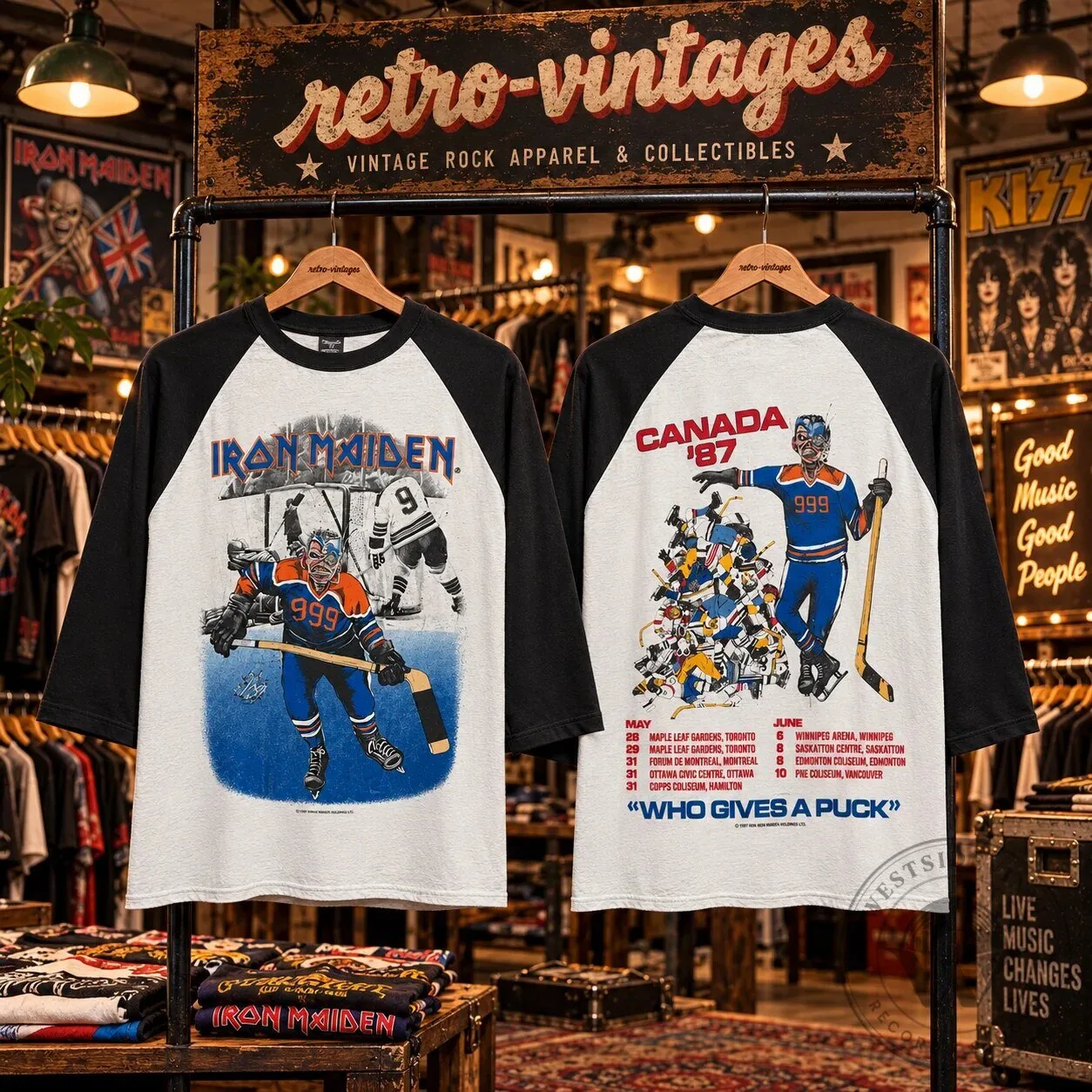 Iron Maiden Powerslave World Slavery Tour 1984-85 Raglan T-Shirt 17 Iron Maiden Powerslave World Slavery Tour 1984-85 Raglan T-Shirt