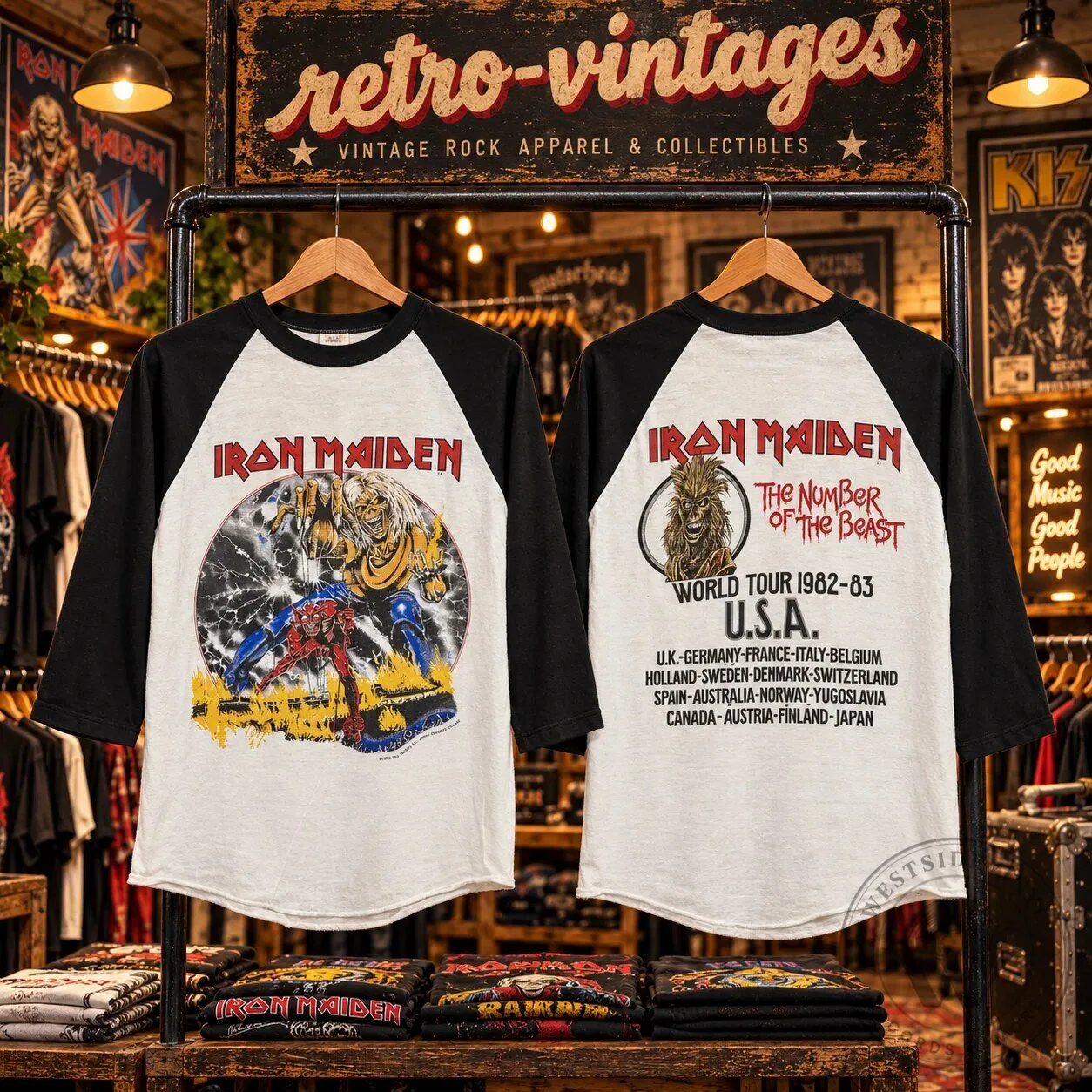Iron Maiden Powerslave World Slavery Tour 1984-85 Raglan T-Shirt 19 Iron Maiden Powerslave World Slavery Tour 1984-85 Raglan T-Shirt