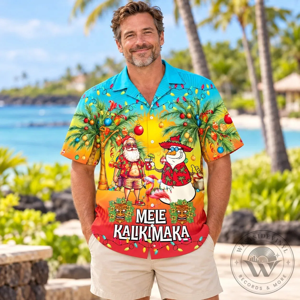 Mele Kalikimaka Santa Claus Snowman Hawaiian Christmas Shirt 12 Mele Kalikimaka Santa Claus Snowman Hawaiian Christmas Shirt