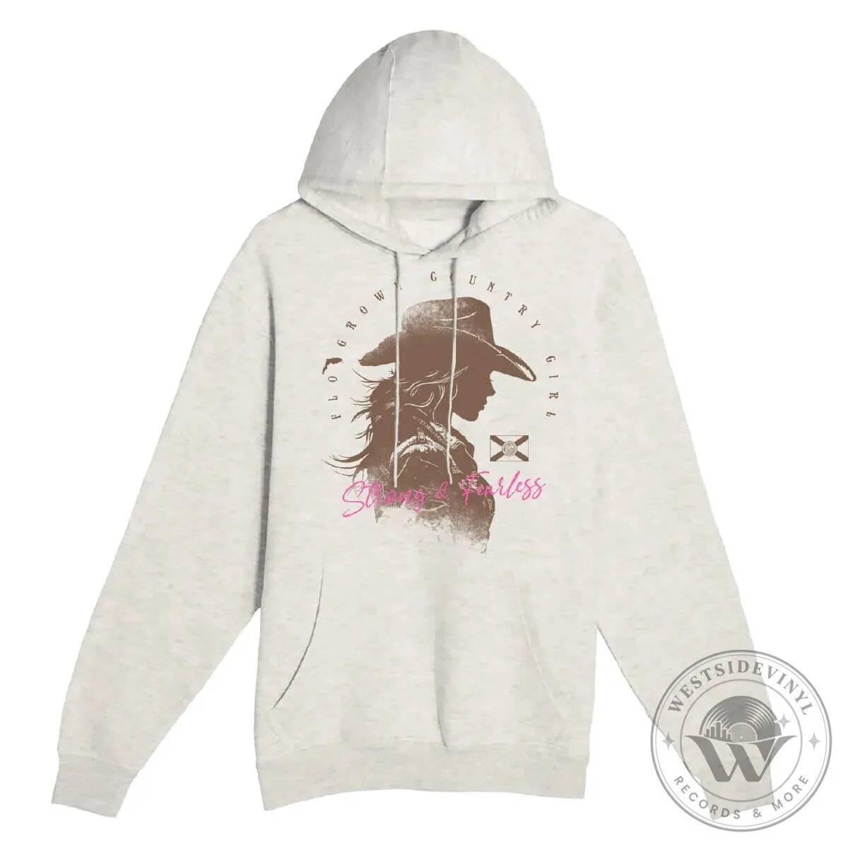 Strong and Fearless Country Girl Western Silhouette Graphic Hoodie