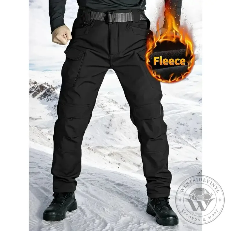 Men's Fleece Lined Cargo Pants with Pockets, Warm Outdoor Tactical Trousers 17 Men