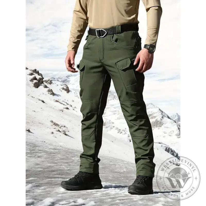 Men's Fleece Lined Cargo Pants with Pockets, Warm Outdoor Tactical Trousers 20 Men