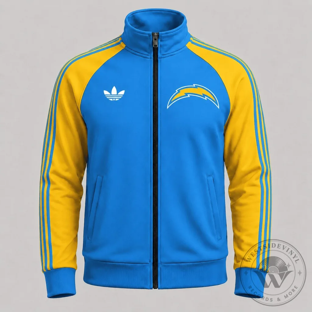 Los Angeles Chargers NFL Football Team Blue and Yellow Track Jacket Los Angeles Chargers NFL Football Team Blue and Yellow Track Jacket