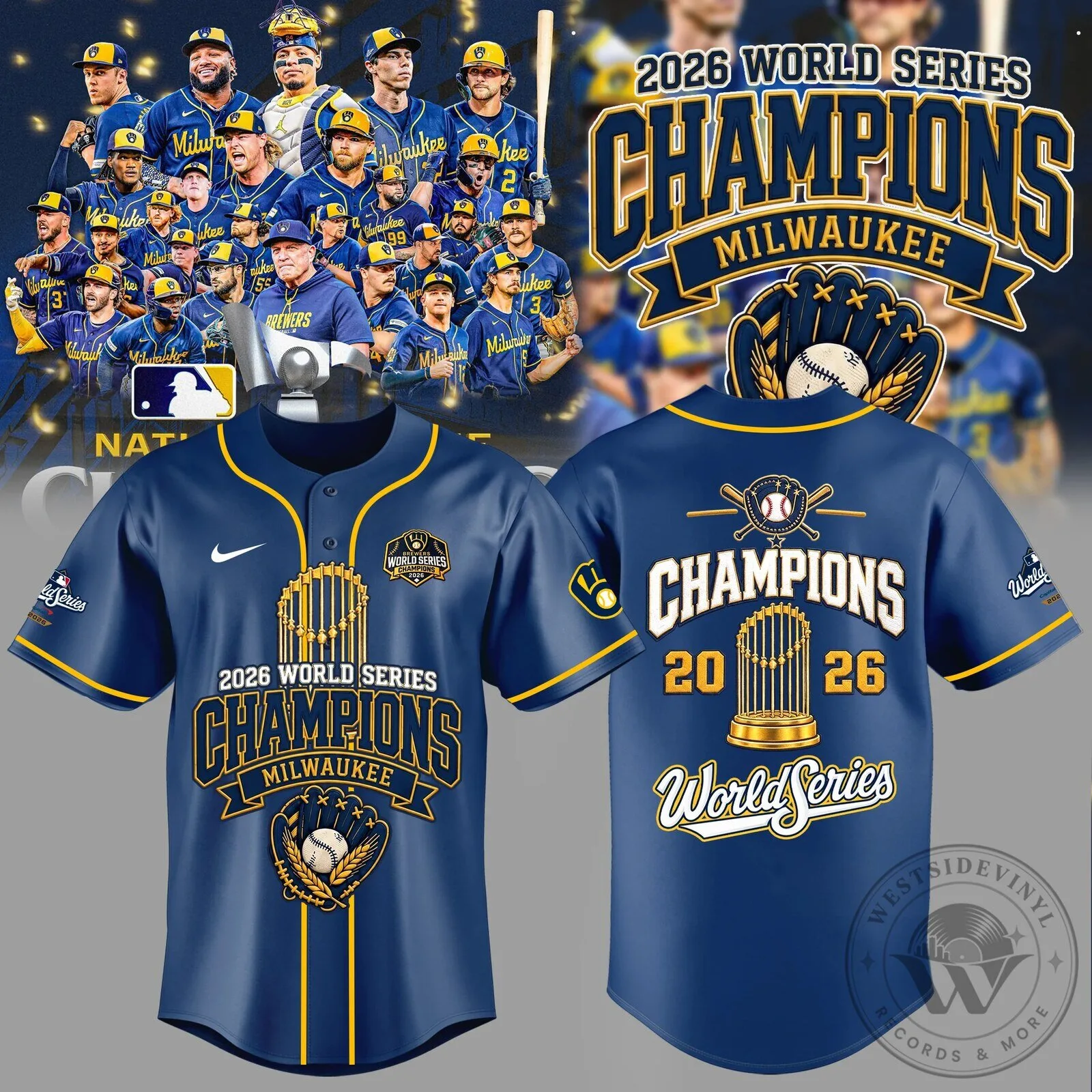 2026 World Series Champions Jersey for Milwaukee Brewers Baseball Team