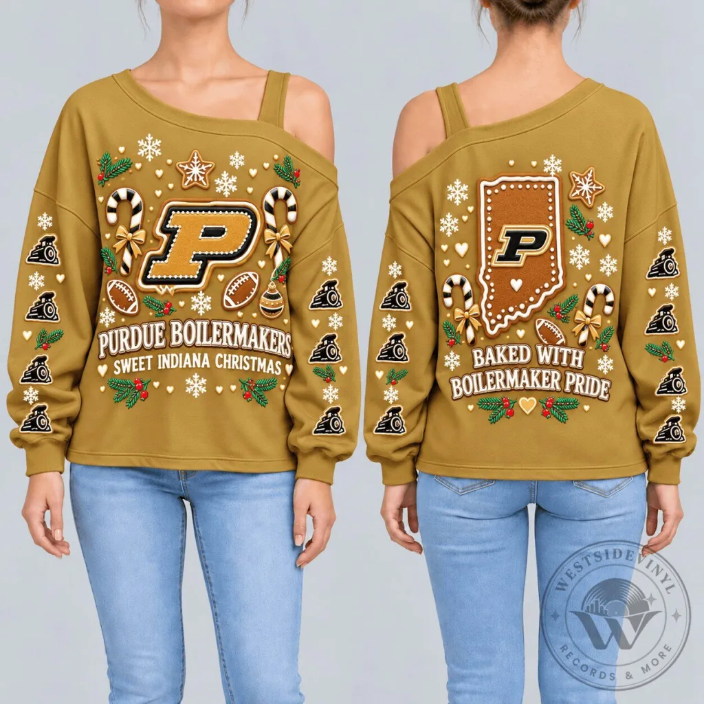 Purdue Boilermakers Sweet Indiana Christmas Off Shoulder Sweatshirt Purdue Boilermakers Sweet Indiana Christmas Off Shoulder Sweatshirt