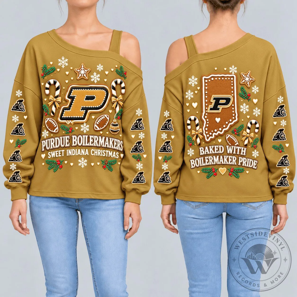 Purdue Boilermakers Sweet Indiana Christmas Off Shoulder Sweatshirt