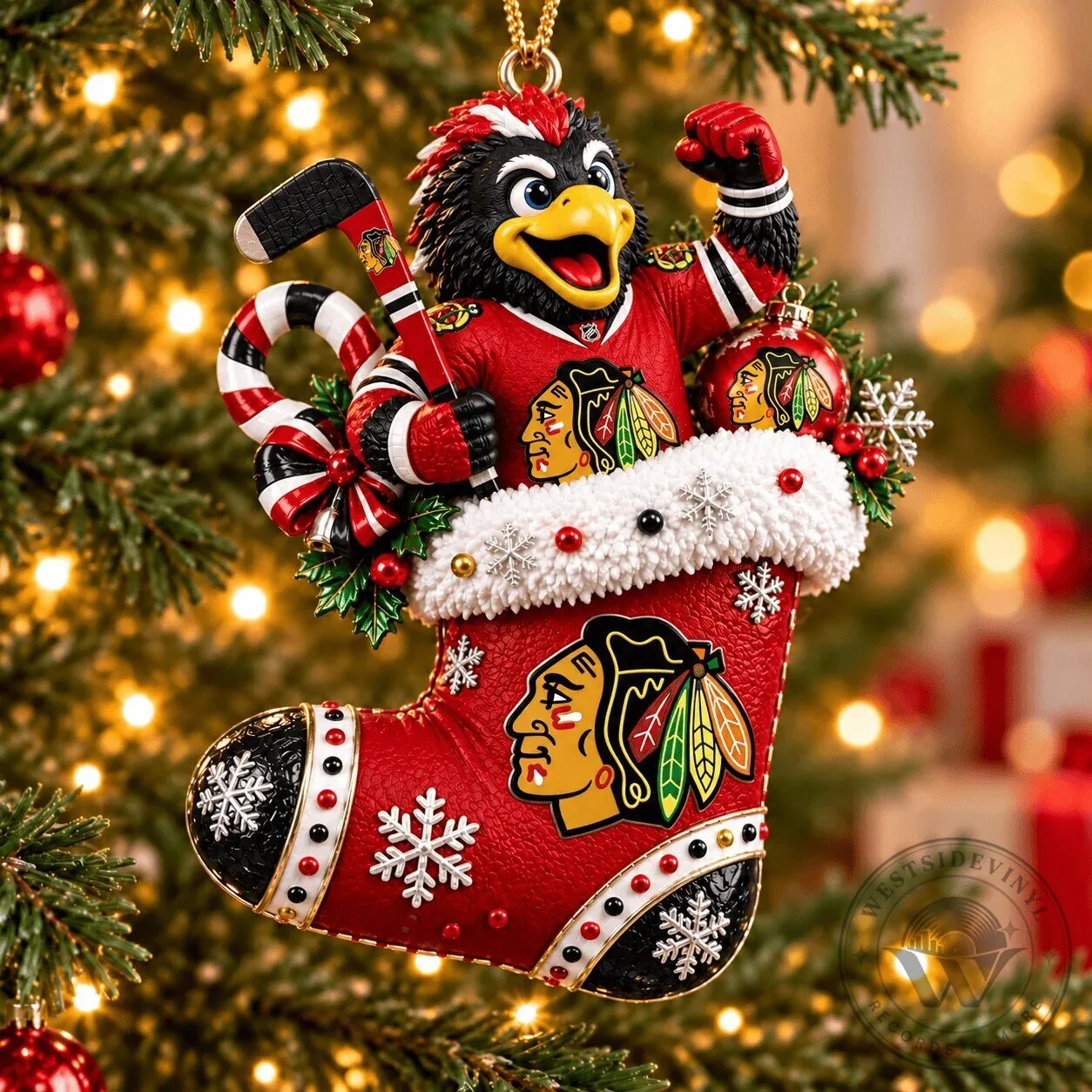 Chicago Blackhawks Mascot Christmas Stocking Ornament
