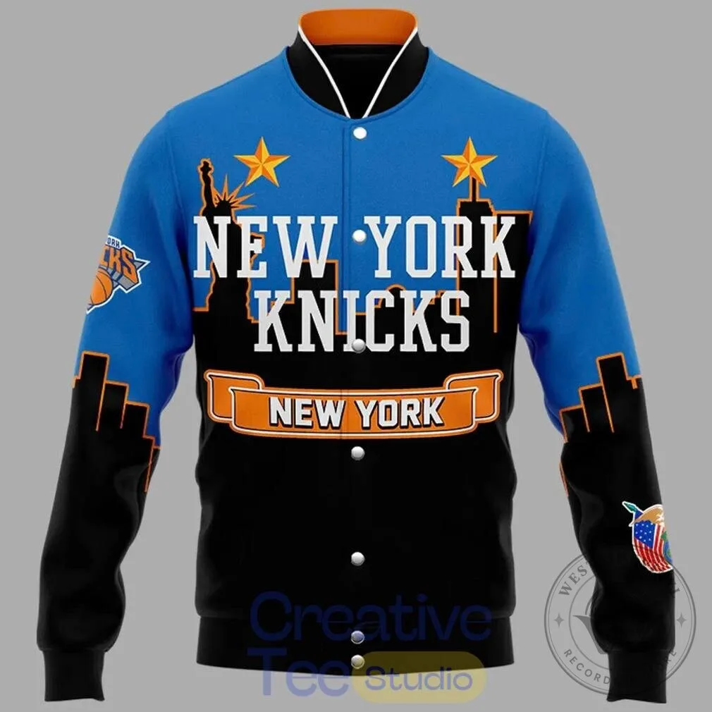 New York Knicks NBA Basketball Team Logo Varsity Jacket 6 New York Knicks NBA Basketball Team Logo Varsity Jacket