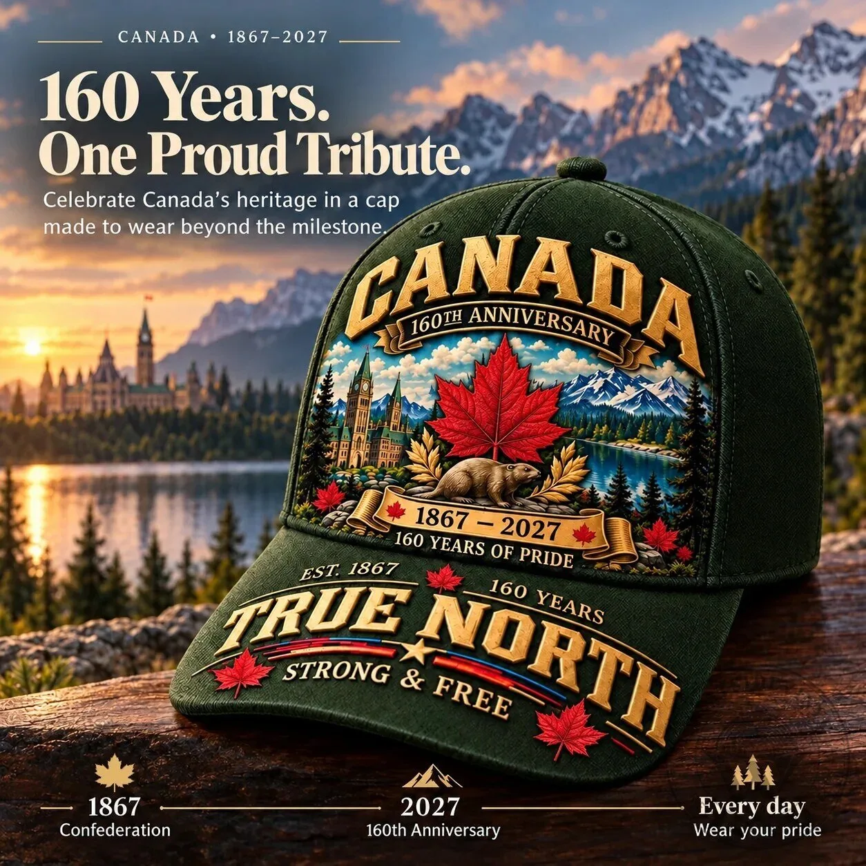 Canada 160th Anniversary True North Strong and Free Adjustable Cap Hat 25 Canada 160th Anniversary True North Strong and Free Adjustable Cap Hat