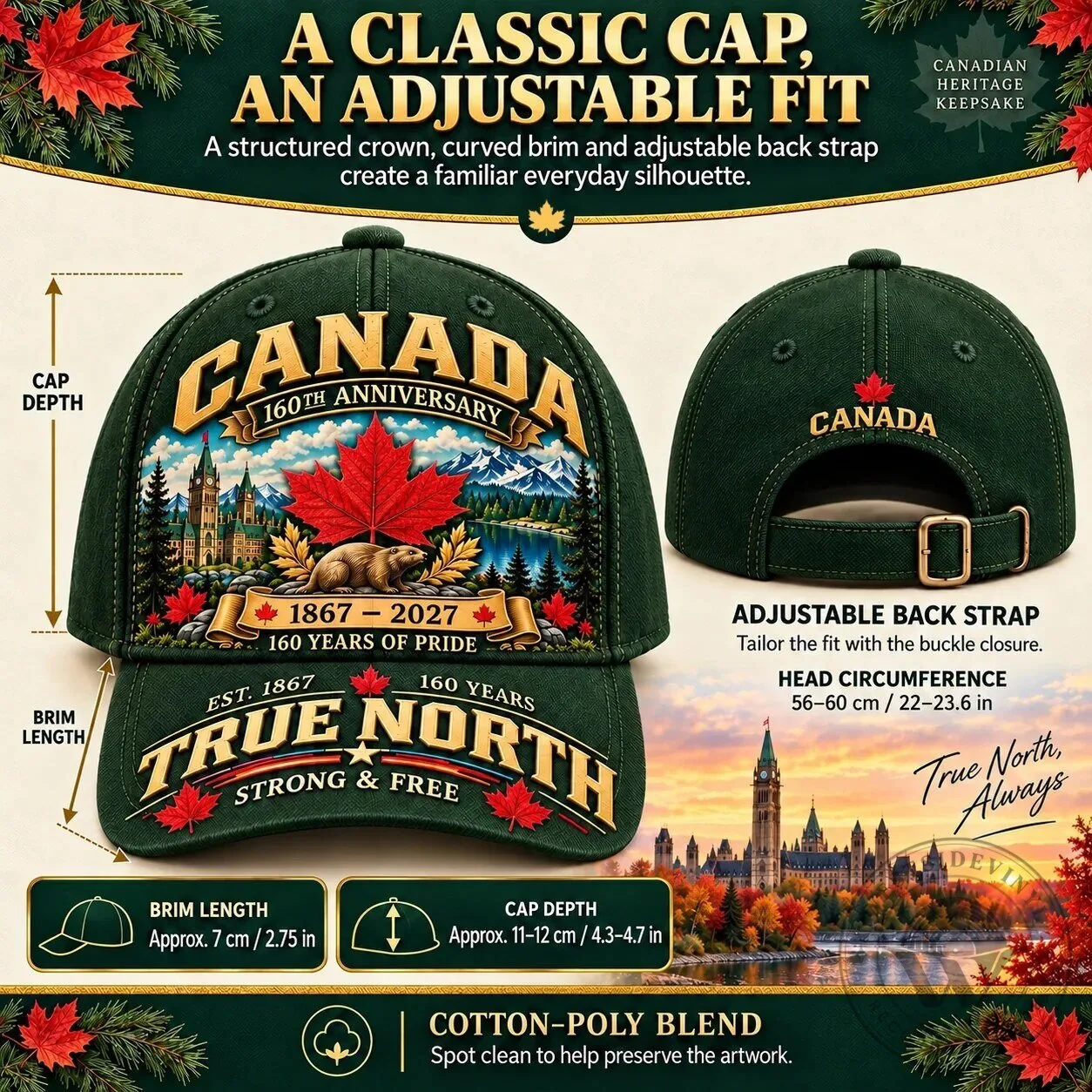 Canada 160th Anniversary True North Strong and Free Adjustable Cap Hat 26 Canada 160th Anniversary True North Strong and Free Adjustable Cap Hat