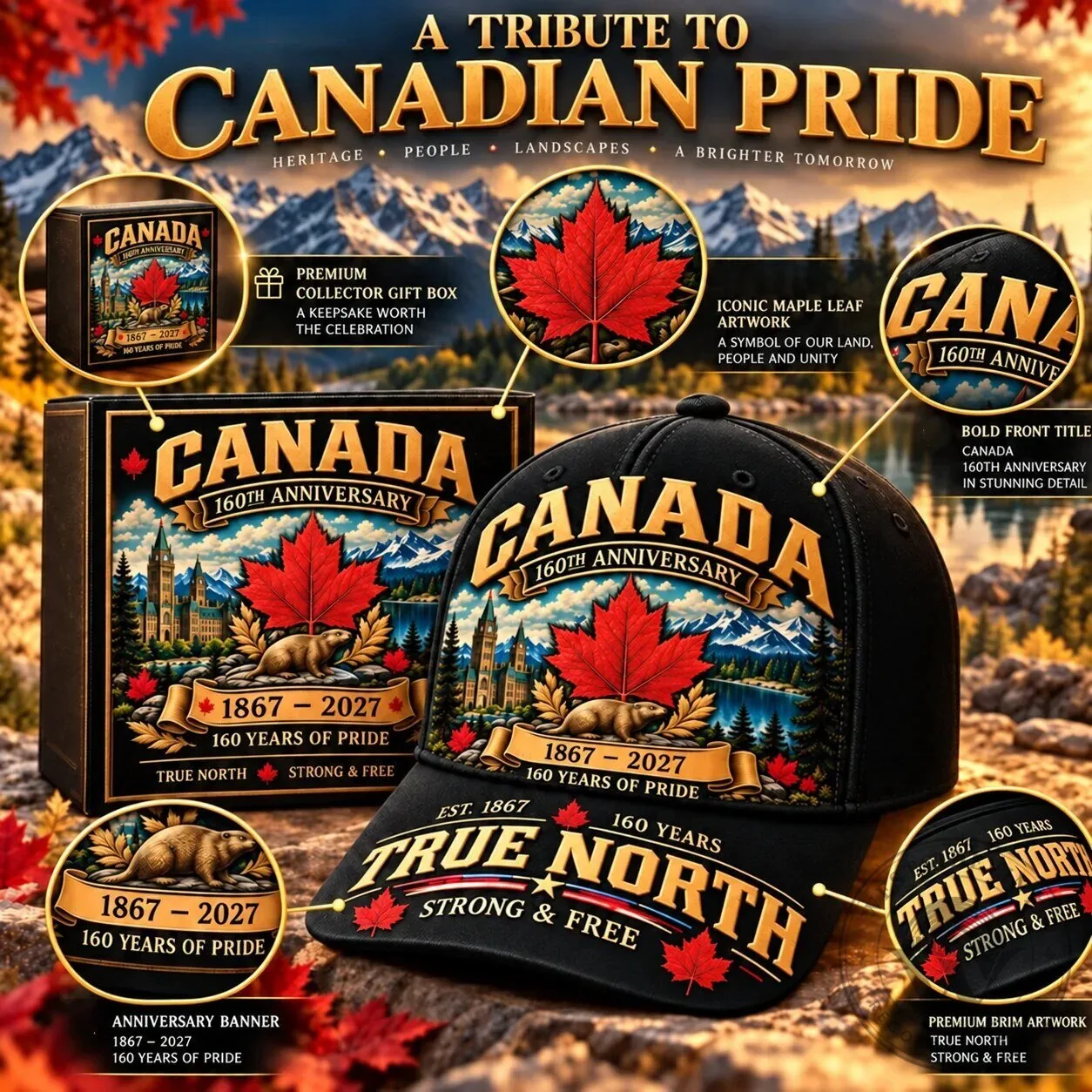 Canada 160th Anniversary True North Strong and Free Adjustable Cap Hat 27 Canada 160th Anniversary True North Strong and Free Adjustable Cap Hat
