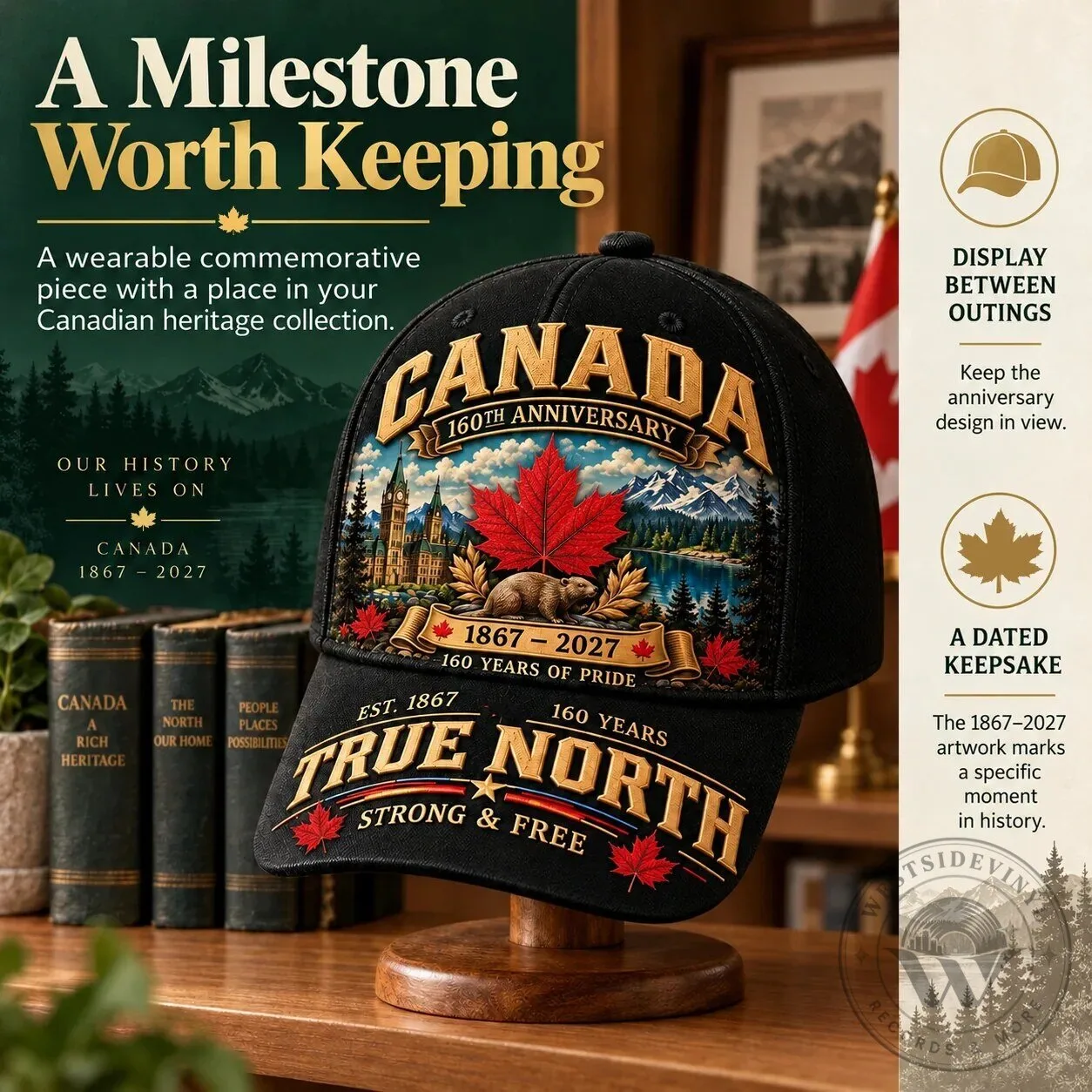 Canada 160th Anniversary True North Strong and Free Adjustable Cap Hat 31 Canada 160th Anniversary True North Strong and Free Adjustable Cap Hat